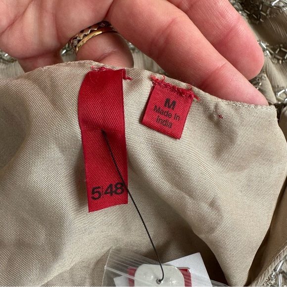NWT! 5/48 Sequins Chiffon Scoop Neck Dress - Beige and Silver - Picture 10 of 11